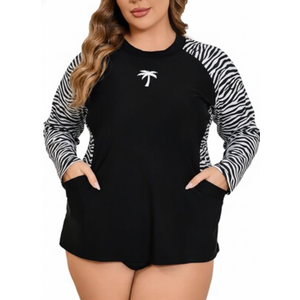 Halcurt Womens Long Sleeve Rash Guard Swim Shirt with Built in Bra Loose Fit UPF50+ Swimsuit Top, Size S