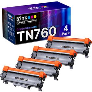 E-Z Ink Compatible TN760 Toner Cartridges Replacement for Brother TN-760 TN730 TN-730 to Use with HL-L2350DW HL-L2395DW HL-L2390DW HL-L2370DW MFC-L2750DW MFC-L2710DW DCP-L2550DW (Black, 4 Pack)