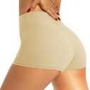 QGGQDD Workout Biker Shorts for Women - 3"/5"/8" High Waisted Tummy Control Spandex Booty Shorts for Gym Yoga Volleyball (Small-Medium, Nude)