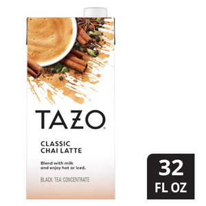 TAZO Organic Chai Latte Black Tea Concentrate, Enjoy Hot or Iced, 32 FL OZ (BBD: 22Jun 2027)