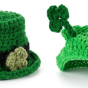 MTLEE 4 Pcs St Patrick's Day Pet Costume Accessories, 2 Pcs Shamrock Headband for Cat and 2 Pack Green Cat Neck Bow St. Patty's Day Top Hat with Ear Holes and Chin Straps Adjustable for Pets