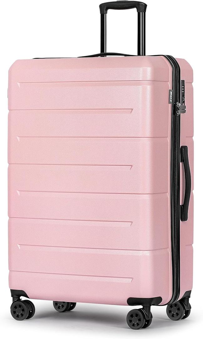 KYME 28 Inch Luggage TSA Approved Hardshell Large Suitcases with Wheels Durable Big Checked Luggage Travel Rolling Suitcase for Women Men Pink