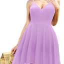 Ellames Women's 2026 Summer Dress Spaghetti Strap Cocktail Swing Beach Dresses V Neck Sundress (Purple, S)