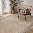 GENIMO 9x12 Washable Area Rugs for Living Room, Non Slip, Beige Ivory Gray