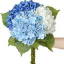 SIITUMEIZI Blue Hydrangea Artificial Flower Faux Hydrangea Flowers 21 Inch Real Touch Latex Fake Hydrangeas for Wedding Bouquets Centerpieces 3Pc