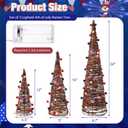2 x Jenaai 3 Lighted 4th of July Rattan Table Tree Decor Patriotic 24'' 16'' 12'' Rattan Cone Trees Centerpieces for Tables Pre-lit 250th Anniversary Independence Day Decoration Metal Frame for Home Porch