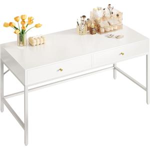 SUPERJARE Vanity Desk with Drawers, 47 inch Computer Desk, Modern Simple Home Office Desks, Makeup Dressing Table for Bedroom - White