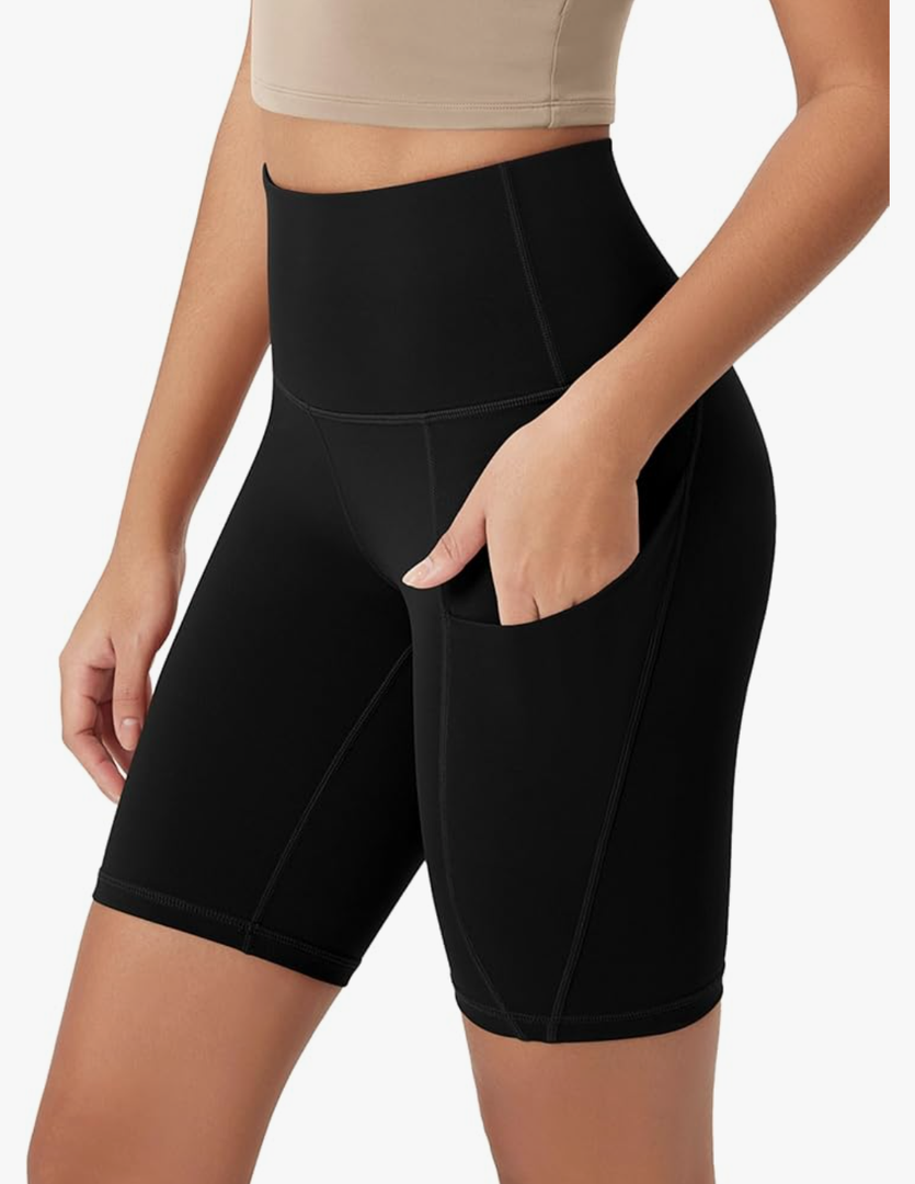 ODODOS Women's Tummy Control Biker Shorts 2.0 with Pockets High Waist Athletic Workout Yoga Shorts. Size Medium