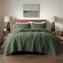 WDCOZY Olive Green Oversized California Cal King Size Quilt Bedding Set with 2 Pillow Shams, Lightweight Soft Bedspread Coverlet Bed Cover for All Season, 3 Pieces, 118x106 inches