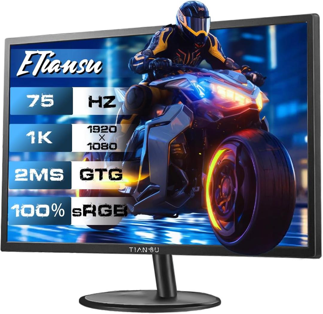 22" FHD 75Hz AMD FreeSync Monitor, sRGB 99%, HDMI, EyeCare for Game,Office | 75Hz FHD IPS LED Gaming Monitor, 2ms Response, AMD FreeSync, HDMI VGA VESA, sRGB 99%, Eye Care, PC Home Office Display Screen