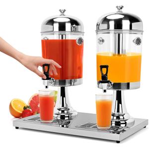 4.4 Gallon Beverage Dispenser with Stand Large Drink Dispenser Stainless Steel Juice Dispenser with Ice Core and Spigot Punch Dispenser for Party Bar,BBQ,Picnics, Banquet
