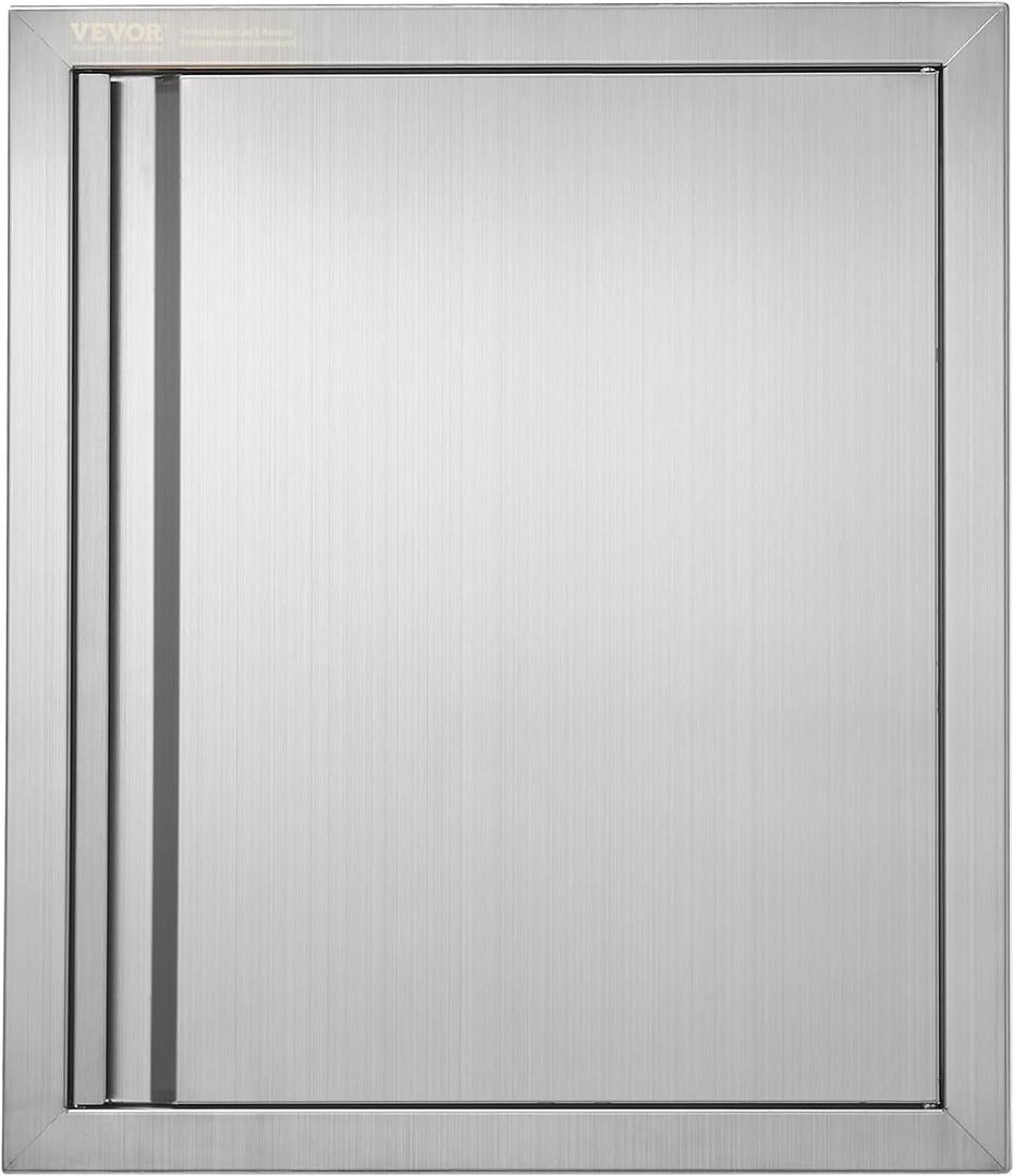 VEVOR Outdoor BBQ Kitchen Door, 18W x 21H Inch Stainless Steel Flush Mount Vertical Door with Recessed Handle, for Grilling Station
