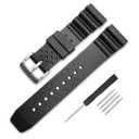 Black Silicone Rubber Divers Watch Band Replacement Strap 18mm 20mm 22mm
