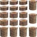 FUNSUEI 18 PCS Wooden Tea Light Candle Holders, Rustic Wood Votive Log Candle Holders, Rustic Wood Votive Candle Holder for Table Decoration, 3 Sizes