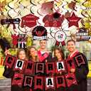 Red and Black Congrats Grad Banner and 2026 Graduation Hanging Swirls, Congrats Grad Sign Decorations Congratulations Graduate Banner for Red Black Congratulations Graduation Party Decorations 2026