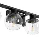 PAZALA 4-Lights Bathroom Vanity Light, Modern Bathroom Lighting Fixtures with Globe Glass Shade, 30in Matte Black Wall Sconce for Bath Over Mirror Kitchen Cabinet Bedroom Hallway Farmhouse, E26 Base