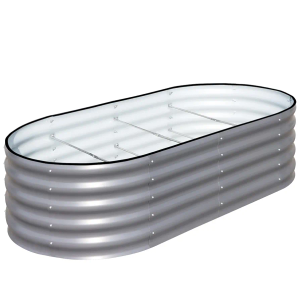 SnugNiture Galvanized Raised Garden Bed, 6x3x1.5ft Oval Metal Planter Box for Planting Outdoor Plants Vegetables