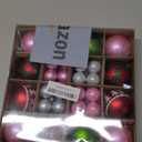 44Pcs Christmas Tree Balls Ornament Set, Multicolor Decorative Ball Plastic Shatterproof Christmas Tree Hanging Ball Ornaments for Holiday Christmas Party Home Decoration (Pink+Silver)