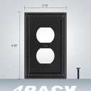 4-Pack Duplex Outlet Cover, Black Metal Wall Plates for Electrical Outlets, 1 Gang Receptacle Light Switch Cover, Pearls Beaded Decorative Switch Plates and Outlet Covers