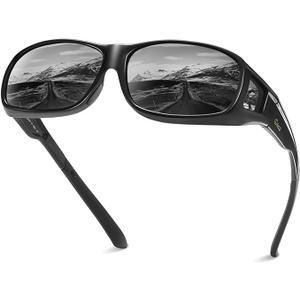 DUCO Polarized Wraparound Fitover Glasses Wear Over Sunglasses for Men Women UV Protection Sun Glasses 8954