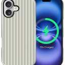 CARLOCA Magnetic Case for iPhone 17,Vertical Stripes Simple Blue Green Design Compatible With MagSafe Hybrid Dual Protection Soft TPU Hard PC Shockproof Anti-Scratch Cover Men Women Stylish Phone Case