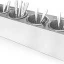 Flatware Organizers Stainless Steel Cylinder Flatware Silverware Utensil Holder Organizer Caddy (4 holes)