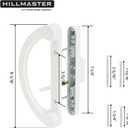 HILLMASTER Patio Door Handle Set with Mortise Lock 45 for Replacement Mortise Style Reversible Design Non-keyed Sliding Patio Glass Door Handles, Fits 3-15/16 Screw Hole Spacing White Finish
