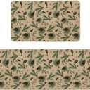 Artoid Mode Pine Nut Stars Merry Christmas Kitchen Mats Set of 2, Christmas Low-Profile Home Decor Kitchen Rugs for Floor - 17x29 and 17x47 Inch