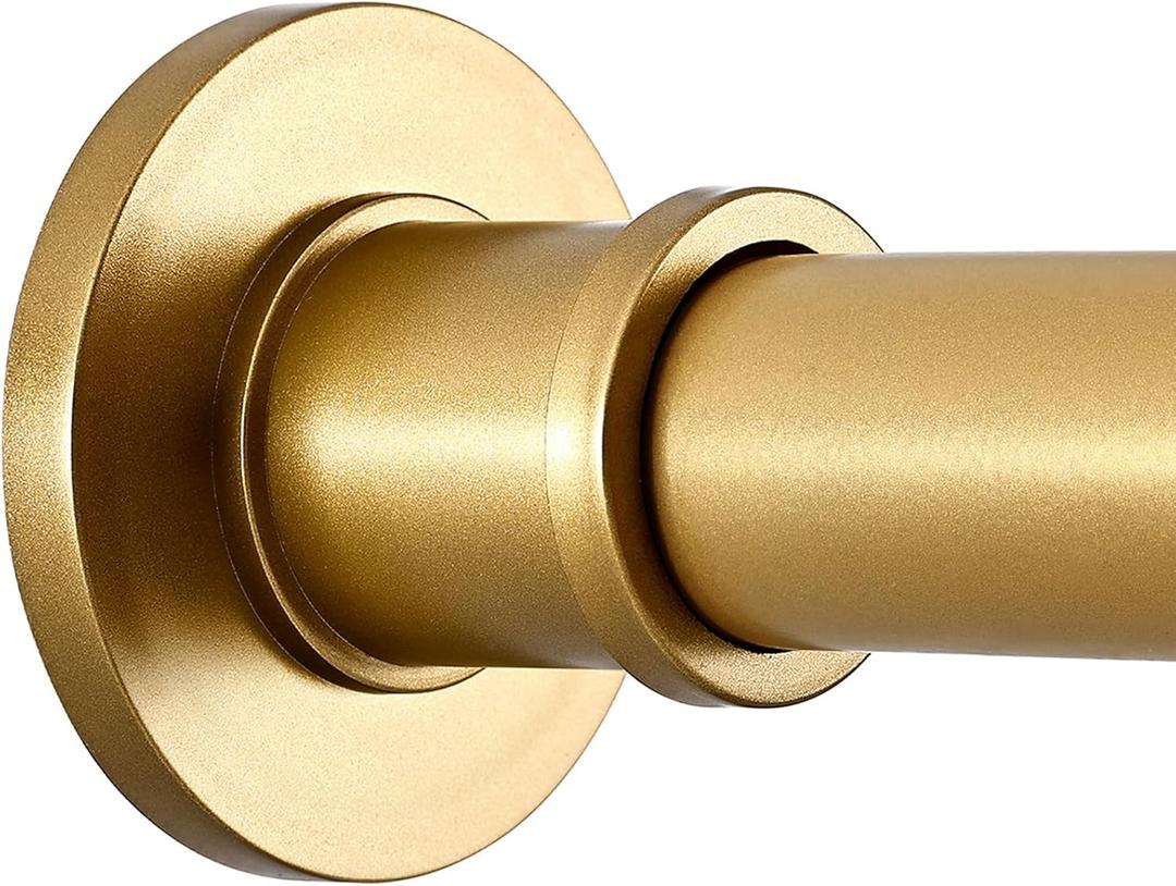 BRIOFOX Shower Curtain Rod Adjustable 18-64 Inch, No Drilling Non Slip Stainless Steel Spring Tension Curtain Rod for Window or Bathroom, Sunset Gold