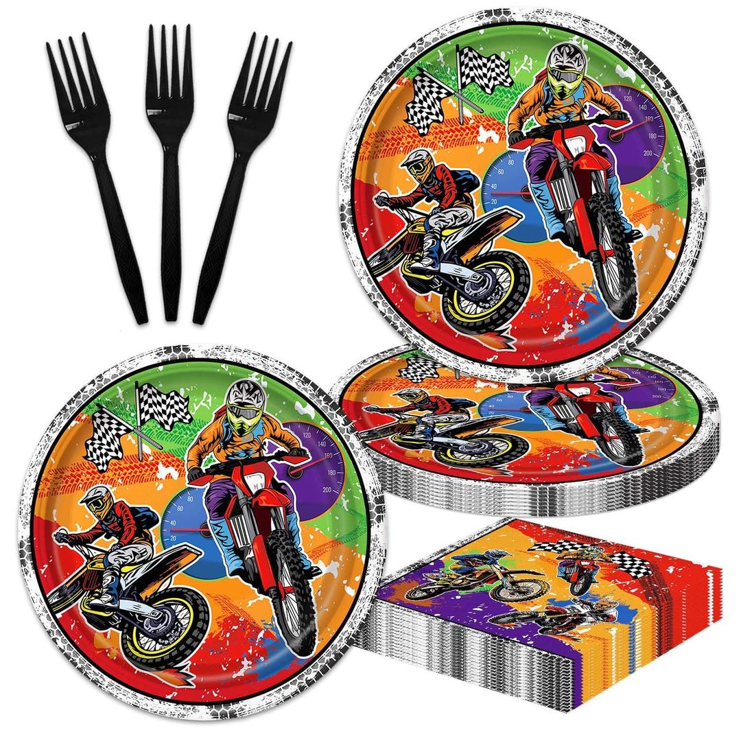 48Pcs Party Supplies Serves 20 Guests Theme Tableware Plates Napkins Birthday Party Decorations (Red8)