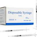 1 mL Syringes with Needle 27 Gauge 1/2 inch - 1cc Luer Lock Syringe, 100 Pack Individually Wrapped - Perfect for Essential Oils, Ink Refilling, Glue & Lab Research
