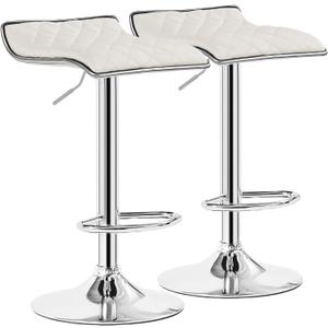 VECELO Adjustable Bar Stools Set of 2, Bar Height Stools for Kitchen Counter (White) VECELO Adjustable Bar Stools Set of 2, Bar Height Stools for Kitchen Counter (White)