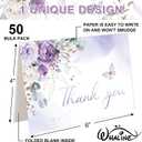 Whaline 50 Pack Spring Purple Floral Thank You Card Lavender Flower Greeting Card with Envelope Sticker Blank Note Cards for Baby Shower Party Invitation Supplies, 4 x 6 Inch