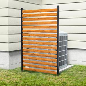 GREENER Privacy Screen - 38" W x 60" H Wooden Fence Panels with Metal Stakes, Enclosure for A/C Units, Pool Equipment, Outdoor Trash Can