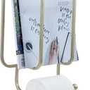 MyGift 2-in-1 Bathroom Magazine Rack with Toilet Paper Holder, Wall Mounted Bathroom Magazine Holder, Modern Brass Tone Metal Magazine Organizer Storage for Home or Office