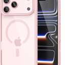 Oakxco for iPhone 17 Pro Max Case Clear Magnetic Compatible with Magsafe, Cute Thin Slim Transparent Anti-Yellow Acrylic, Hybird Hard Plastic & Silicone Girly Mag Safe Case for Women Men, Light Pink