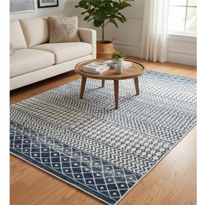 Ashler Boho Rugs, Vintage Rugs, Area Rugs, Area Rug for Living Room, Bedroom, Kitchen Dining Room, Blue Home Decor, Non-Slip & Machine Washable Rugs, Carpet Decoration, Blue/Light Pink 60x24"