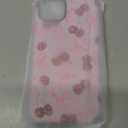 Case Compatible with iPhone 15 Plus,Compatible with MagSafe,Fall Prevention Hybrid 2-Layer Hard Shell Cases for Girls Boys,Pink Bow Cherry Ribbon Fruit