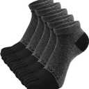 CaiDieNu Toe Socks for Men: Five Finger Cotton Athletic Crew Socks No Show Breathable Running Ankle Socks 5 Pairs Size 8-12 (Dark Gray)