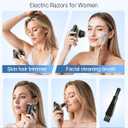 Electric Razors for Women, 5-in-1 Rechargeable Body Shaver - Waterproof Wet Dry Hair Remover - Trimmer for Lady Face Underarms Bikini,Lips,arms, Legs (Gold)