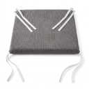 12×15 Inch Gray Corduroy Chair Pad, Soft Non-Slip Dining Seat Cushion with Ties for Kitchen, Office, and Patio Furniture