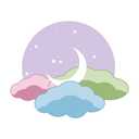 Design With Vinyl Danish Pastel Wall Decal Aesthetic Half Moon in Clouds in The Sky Removable - Size: 40 in x 32 in