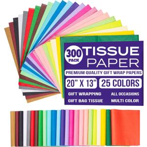 Purple Papers Multicolor Assorted Gift Tissue | 20x13 Inches Pack of 300 Sheets| Small and Medium Sizes for Holiday, Wrapping and Gifting Tissue Paper Needs
