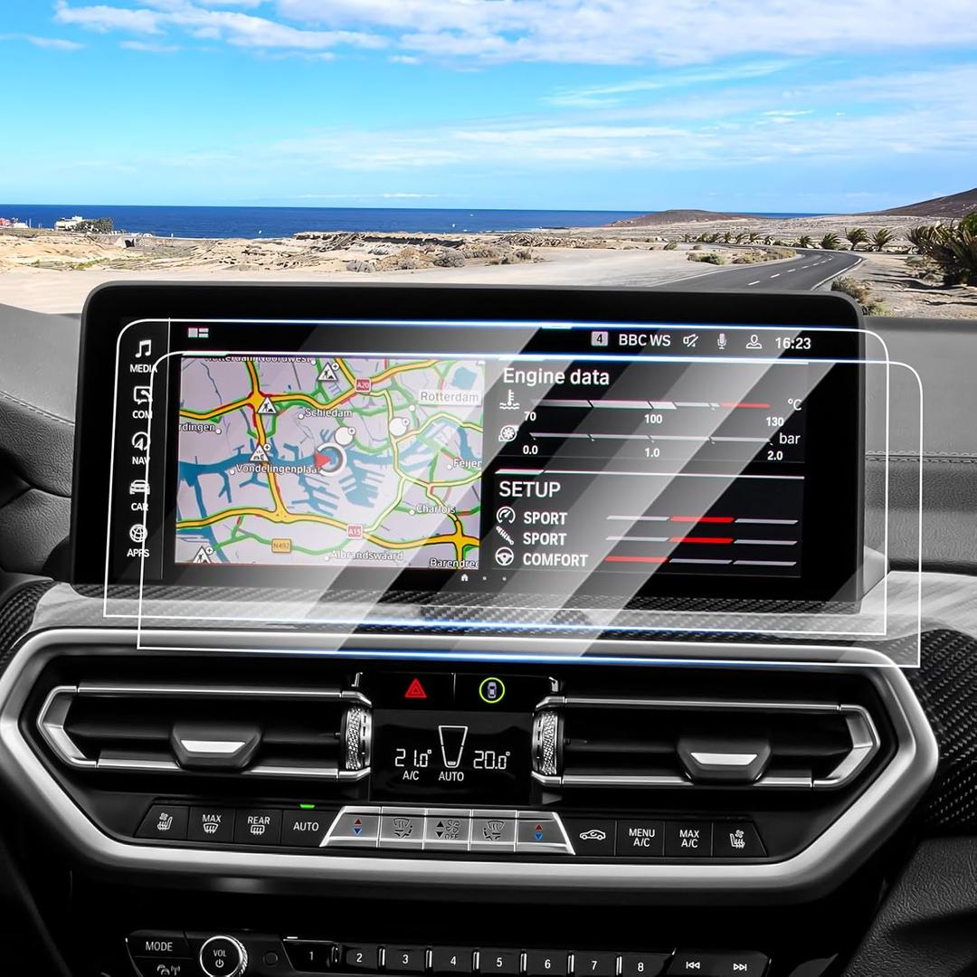 Canvcle 2PCS Screen Protector for 2022-2024 BMW X3/2022-2025 2026 X4 Accessories, 12.3 Inch Navigation Screen Tempered Glass Touchscreen Protector Navigation Screen Cover Protective Film