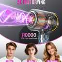 High-Speed Ionic Hair Dryer with 500 Million Negative Ions, Fast Drying Quiet Blow Dryer for Frizz Control & No Heat Damage, Lightweight Travel Blow Dryer with Diffuser for Curly Hair,Women Men