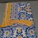 Horaldaily Arabesque Rectangular Tablecloth 60x84 Inch, Yellow and Blue Floral Rustic Washable Seasonal Table Cover for Party Picnic Dinner Decor