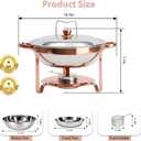 4-Pack Rose Gold Chafing Dishes for Buffet – 6QT 304 Stainless Steel Complete Food Warmer Set with Lids, Water Pans & Fuel Holders, Ideal for Weddings, Parties & Events