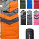 MalloMe Sleeping Bags for Adults Cold Weather & Warm - Backpacking Camping Sleeping Bag for Kids 10-12, Girls, Boys - Lightweight Compact Camping Essentials Gear Accessories Hiking Sleep Must Haves (50-80F Everyday 3 Season - Orange)