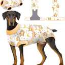 PetWarm Surgical Suit for Dogs Female, Recovery Suit for Dogs After Surgery, Dog Recovery Collars and Cones Alternative Dog Abdominal Wounds Bandages, Monkey Pattern, Yellow, XS (X-Small (Back:8.3-11.4'', Weight:4-7LB))