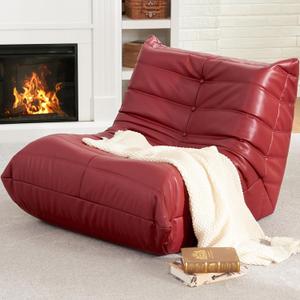 Hobestluk Bean Bag Chair Giant Bean Bag Sofa Memory Foam Bean Bag Chairs for Adults, Bean Bag Couches Faux Leather Bean Bag Chairs for Living Room Bedroom Dorm Office (Wine Red) (Winered)